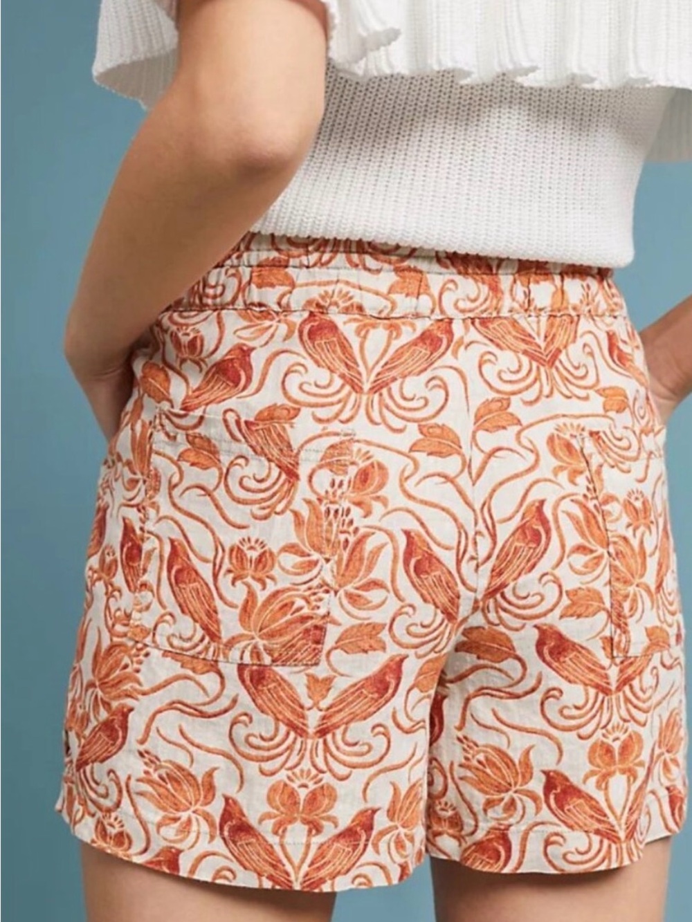 Anthropologie Linen Shorts with Floral Print